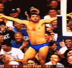 Dude Dances in Speedo at Basketball Game